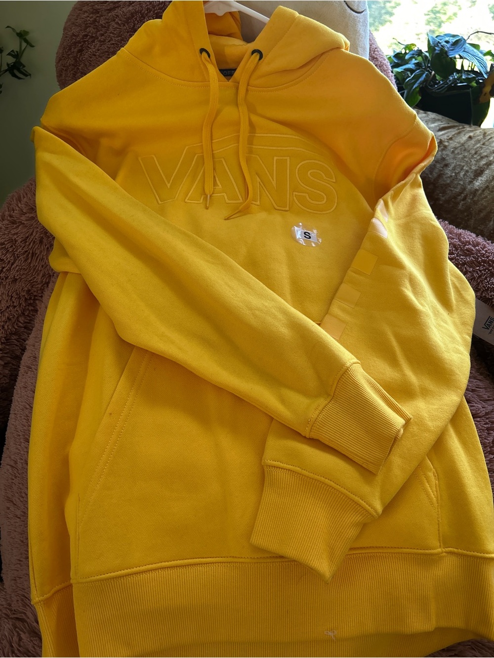 Vans Yellow Crewneck Hoodie with Embossed Logo
